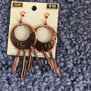 Vintage copper and black Native dangle earrings.